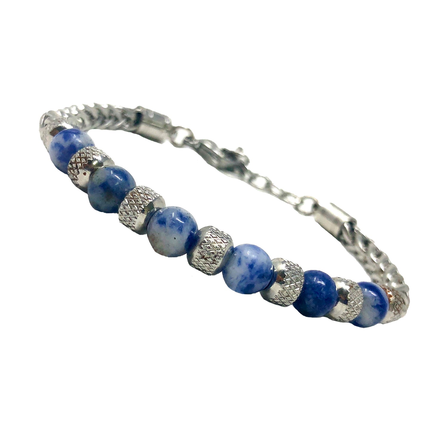 Esclava Perlas Azul / Plateadas