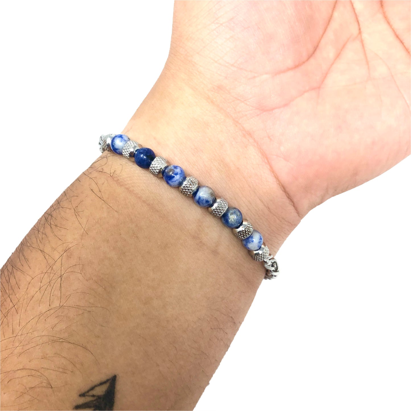 Esclava Perlas Azul / Plateadas