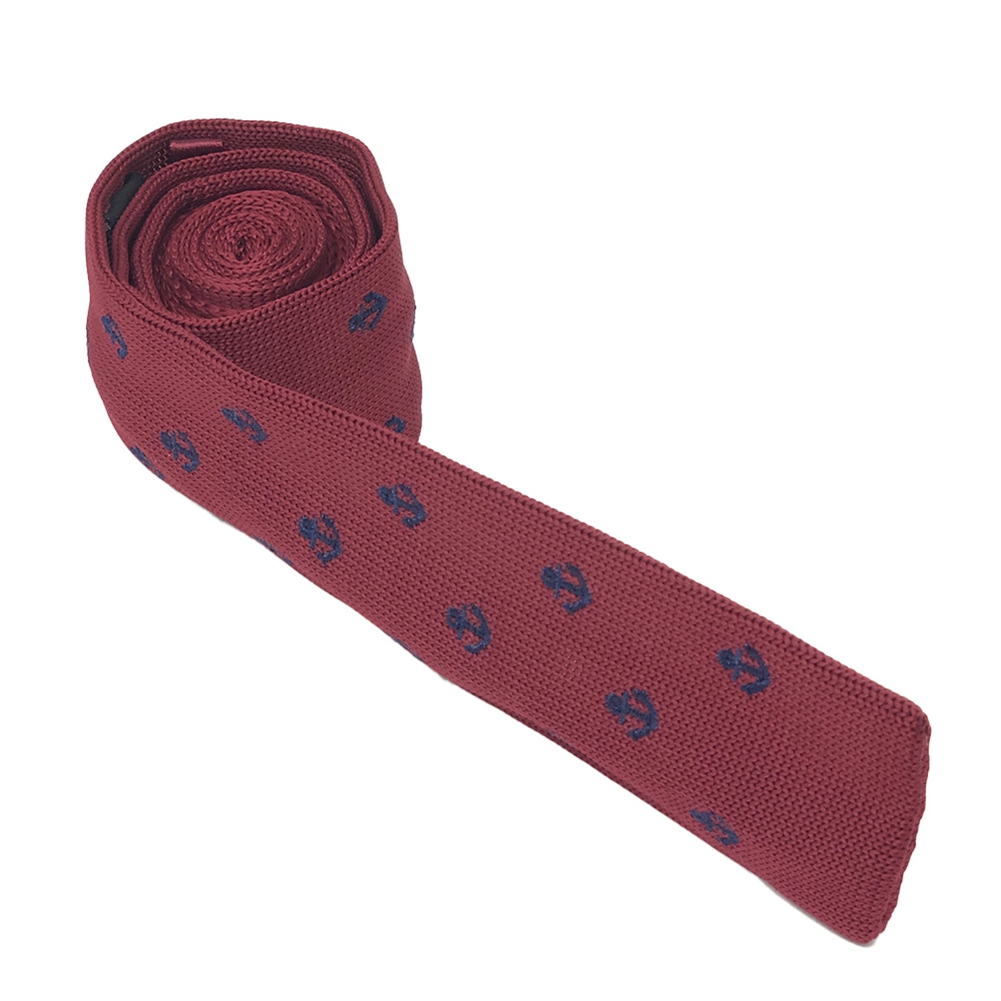 Corbata Rojo Garnet Bordado Ancla